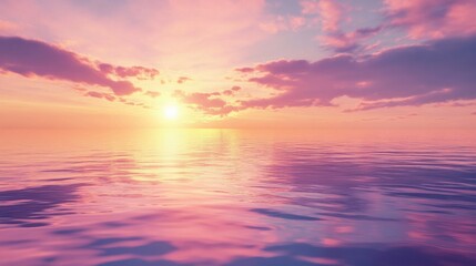 Fototapeta premium Sunset sky over a tranquil lake, with warm colors reflecting on the water surface