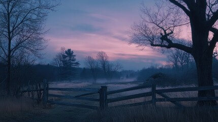 Twilight sky transitioning from soft pinks to deep blues, creating a calm and dreamy atmosphere