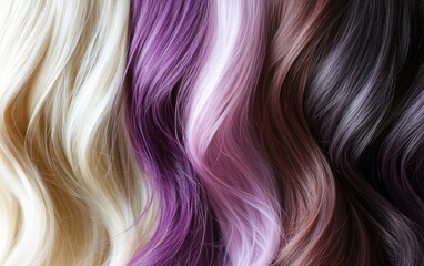 Fototapeta premium Hair color Concept, Hair dye, dyeing, Care, Hair Style, Fashion, Blonde, Color, Style, close-up, Sparkle, head, Salon, wig, Blonde, Straight, Braid, Care, person, Barber, Natural, extension, Abstract