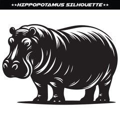 Hippopotamus silhouette design isolated on white background