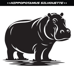Hippopotamus silhouette design isolated on white background