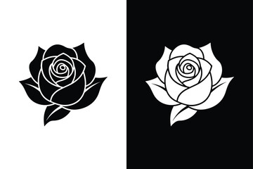 Black and White Rose Vector for Romantic and Nature Themes icon