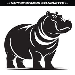 Hippopotamus silhouette design isolated on white background