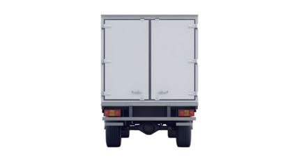 Simplistic Rear View of a White Delivery Truck on a Plain Background for Transport and Logistics