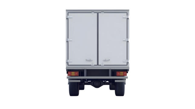 Simplistic Rear View of a White Delivery Truck on a Plain Background for Transport and Logistics
