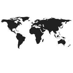 Fototapeta premium World map silhouette flat vector on an isolated white background