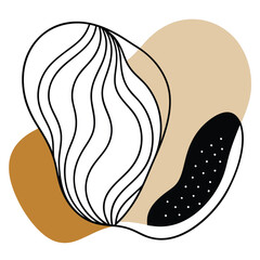 Abstract Line Art with Organic Shapes in Earthy Tones