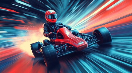 Race Car Driver Speeding Through Track