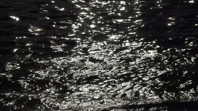 Ripples and waves in the sea at twilight, steady footage