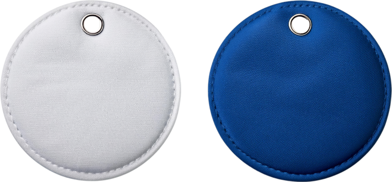 Blank Round Fabric Tags White and Blue Sewn Edges Hole Craft Supplies