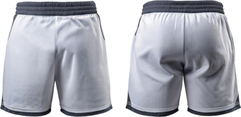 White Athletic Shorts Front Back View Gym Apparel Mens Sport Shorts Activewear Workout Clothes