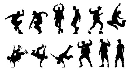 Street Dance Boy Silhouette Set.