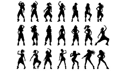 Street Dance Girl Silhouette Set.