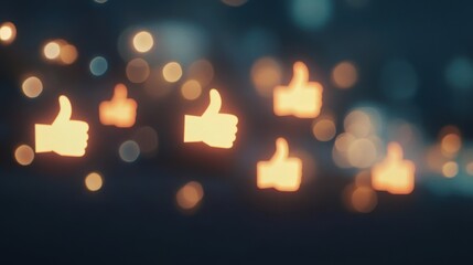 Abstract Social Media Engagement with Thumbs Up Icons