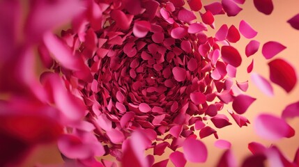 Fototapeta premium Petals of thought Concept. A mesmerizing swirl of pink rose petals descending, creating a romantic and dreamy atmosphere.