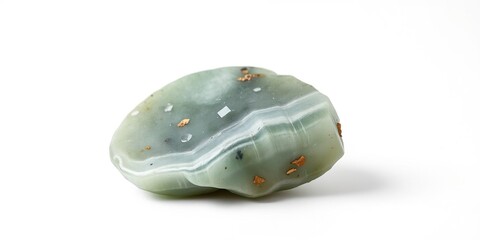 Fototapeta premium A beautiful piece of aventurine with a smooth and polished surface against a crisp white background highlighting its elegant simplicity and refined beauty, sophistication, stone