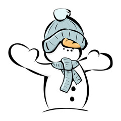 Schneemann mit Mütze und Schal