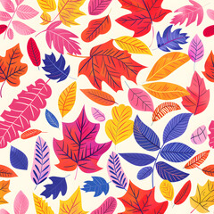 Vibrant Autumn Leaves Seamless Pattern