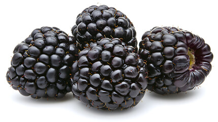Fresh blackberries on a white background.