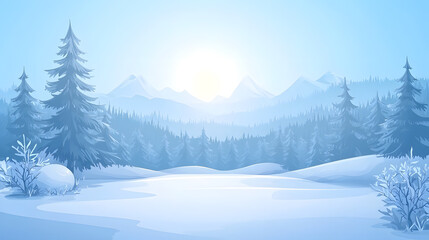 Obraz premium Serene winter landscape with mountains and trees