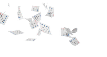 calendar pages fallen flying past year happy new year isolated background - 3d rendering © sea and sun