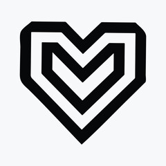 Heart icon vector on white background.