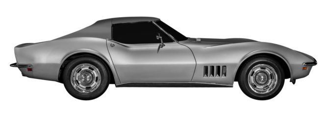 Side view gray retro car