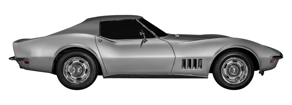 Side view gray retro car