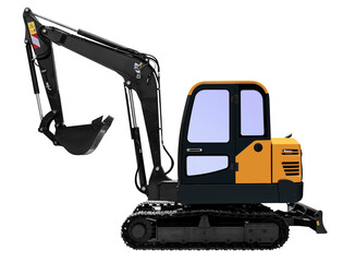 Yellow small excavator
