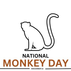 National Monkey Day. Monkey Day Poster, December 14. Important day. vector illustration.