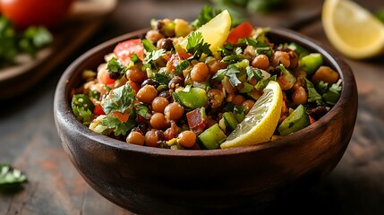 Chola Chana Chaat or black chana chaat with lemon