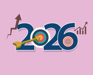 Fototapeta premium 2026 new year target concept Creative vector illustration design background