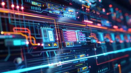 Fototapeta premium Optimizing Smart Grid Control Center Operations Urban Infrastructure Technology Insights Digital Environment Innovative Approach