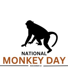 National Monkey Day. Monkey Day Poster, December 14. Important day. vector illustration.