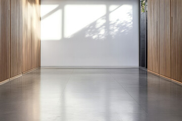 Obraz premium Modern minimalistic interior design showcasing natural light and clean lines in a spacious hallway