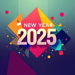 Colorful geometric design for 2025 New Year.