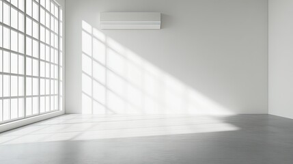 Obraz premium Modern Empty Room with Large Windows and Sunlight Streaming In