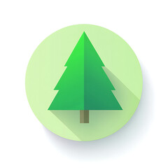 Obraz premium A minimalist vector-style green pine tree icon stands boldly on a crisp white background, its clean lines and vibrant hue evoking simplicity and the essence of evergreen nature.
