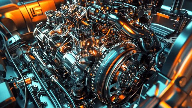 Car Engine - High-resolution image of a powerful car engine with intricate details and parts on a clean background, capturing the complexity and performance of modern automotive engineering.