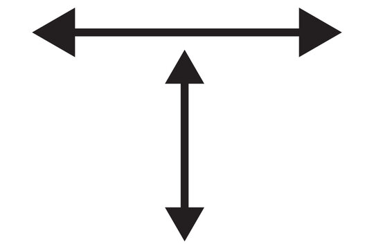 Long double arrow. Vector drawing with size. Illustration on white background.