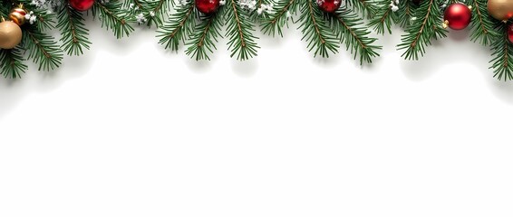 Background with Christmas tree branches, on a white background