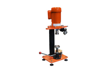 Can closing machine isolated on white background. Mini Can Seamer Machine 