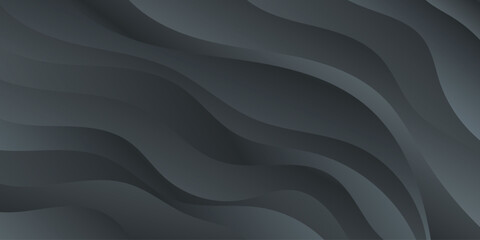 Black wave abstract business tech background. Smooth elegant black satin texture abstract background.