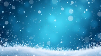 Christmas blue background with snow