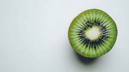 Vibrant green kiwi half on a light background