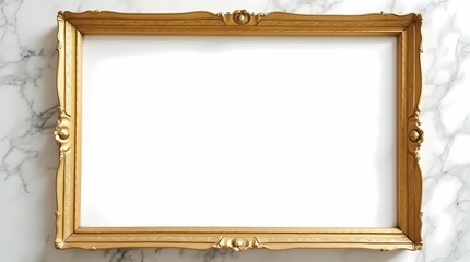 Golden frame on marble background