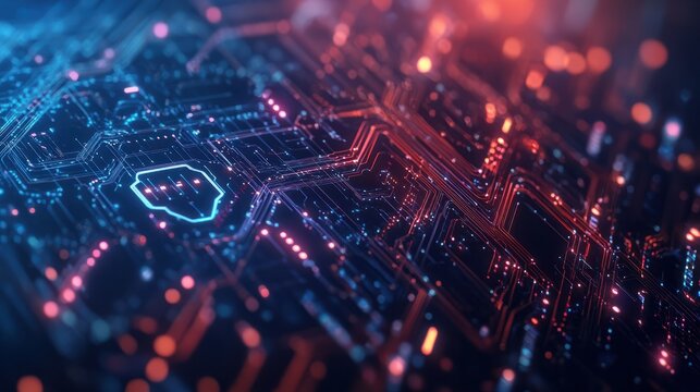 Abstract representation of parallel processing with AI elements on a gradient background.