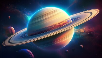 Saturn planet in the universe