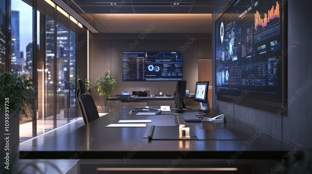 Poster beautiful visualization of data analytics in a modern business setting