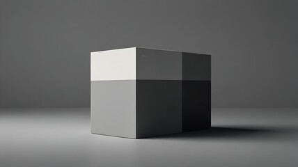 Minimalist Grey Box Study in Geometric Style with Copy Space